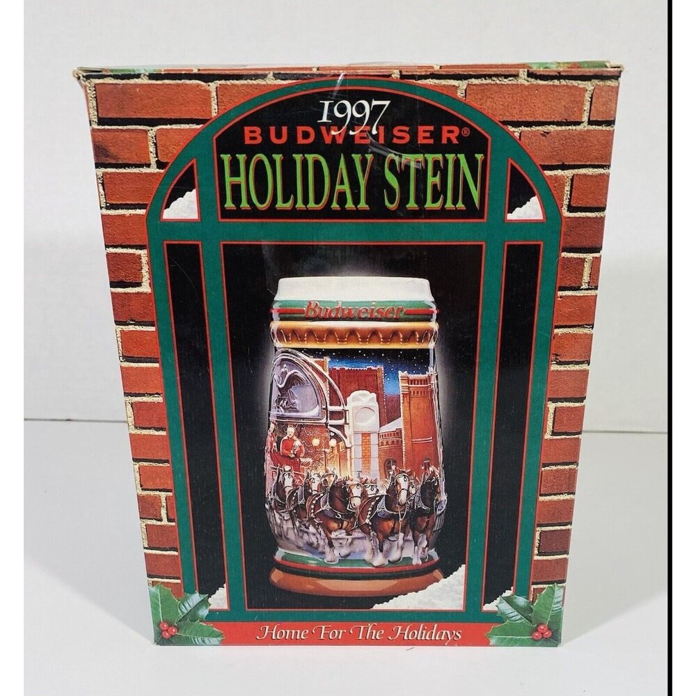 1997 Budweiser Holiday Stein Home For The Holidays Giftware Edition With Box & C